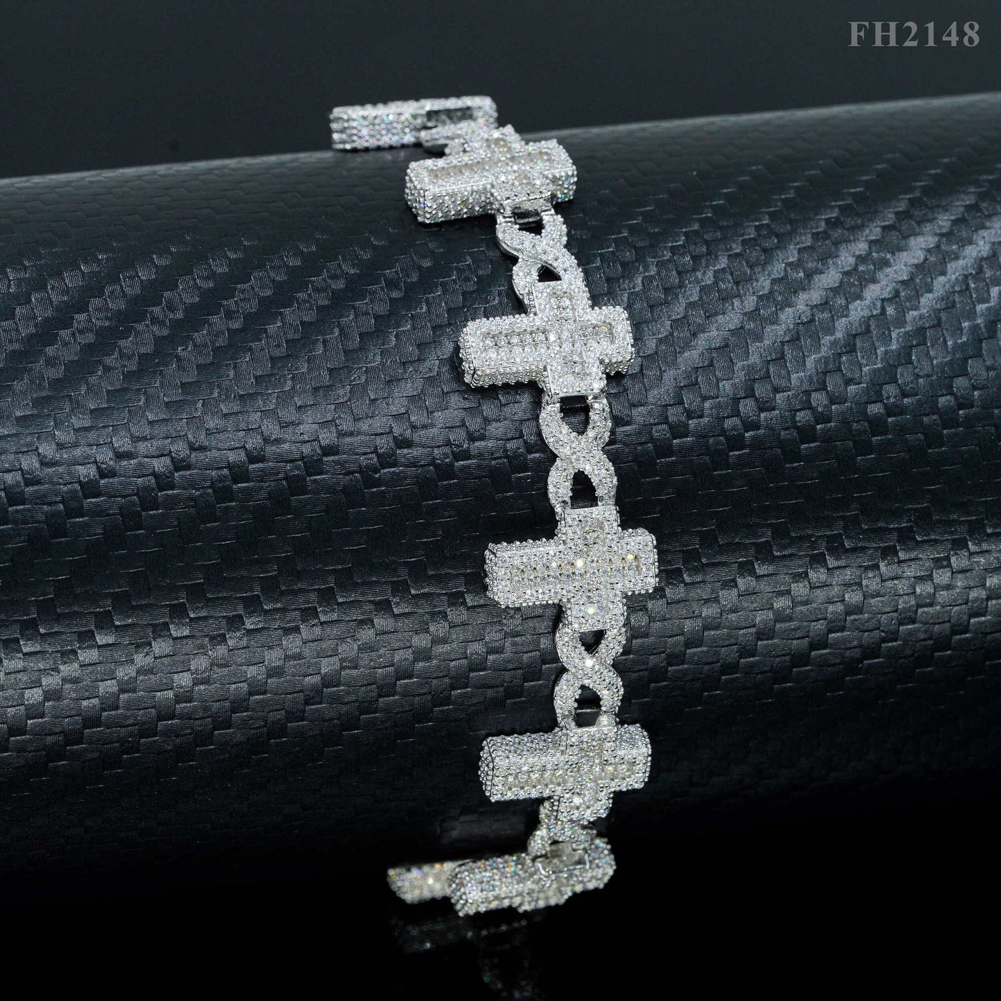 Cuban chain 16mm cross inlaid with moissanite Cuban chain S925 silver accessories（Drill pen in seconds）