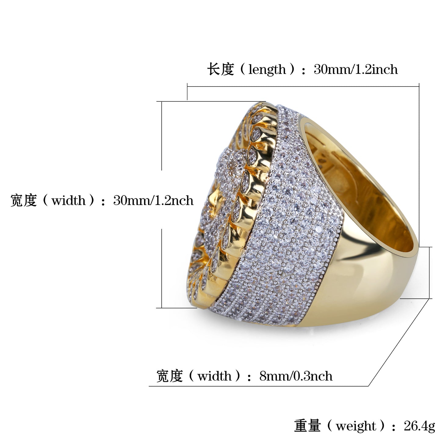 Big-name avatar men's ring Personalized micro-encrusted zircon hip-hop hiphop ring jewelry
