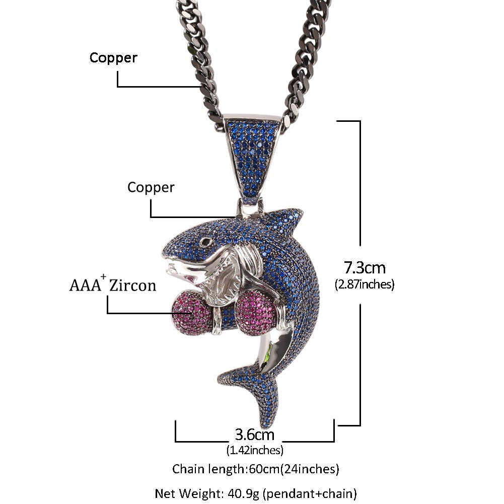 Boxing Shark Necklace Versatile Personalized Zircon Pendant
